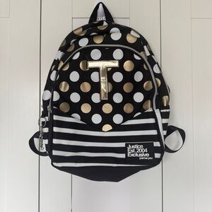 Justice Black and Gold Dot Backpack